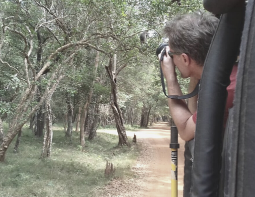 A guest is capturing an image of a bird during the Wilpattu National Park Safari